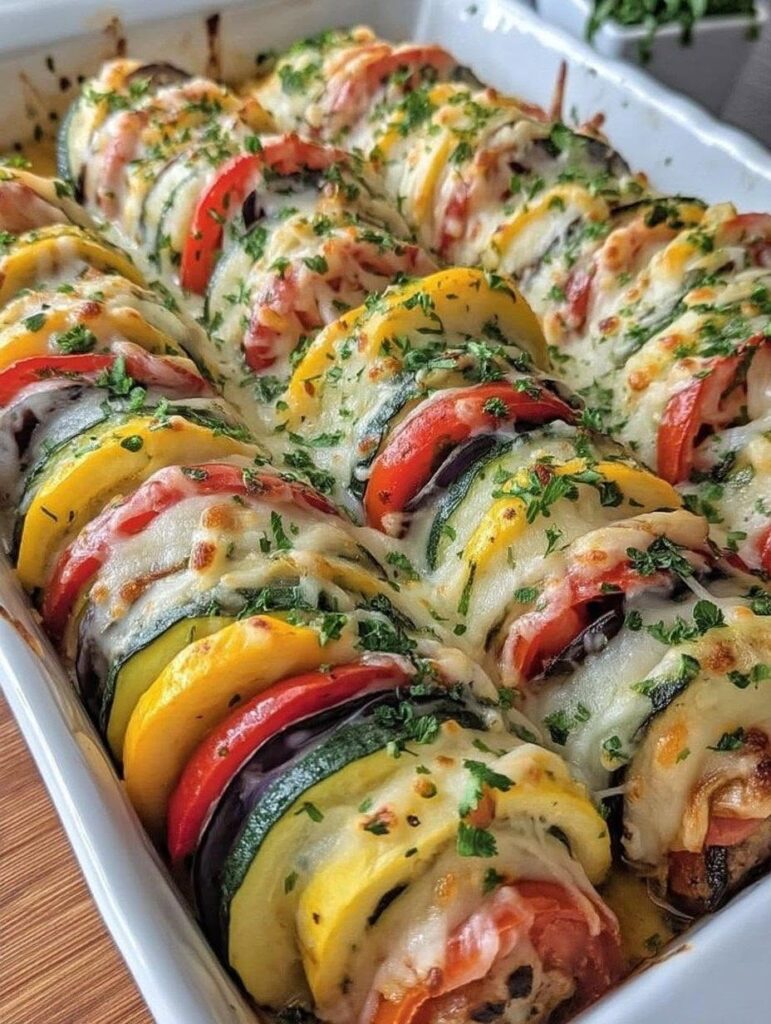 Vegan Loaded Zucchini, Squash, Eggplant & Bell Pepper Bake