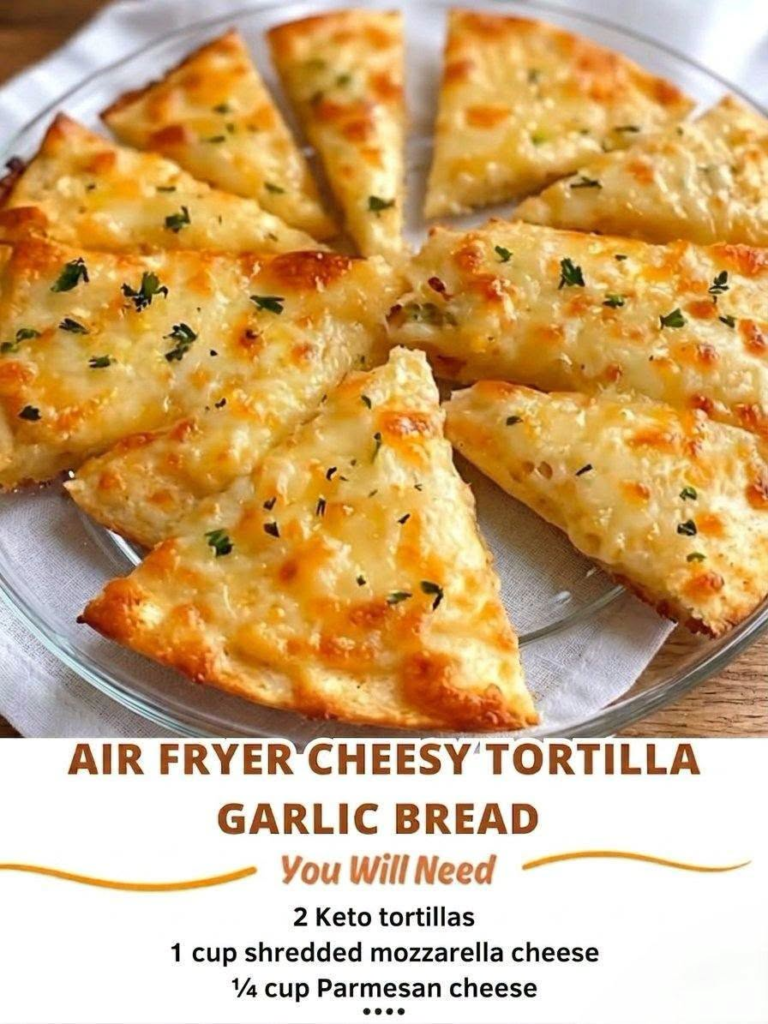 Keto Air Fryer Cheesy Tortilla Garlic Bread 🧄🧀