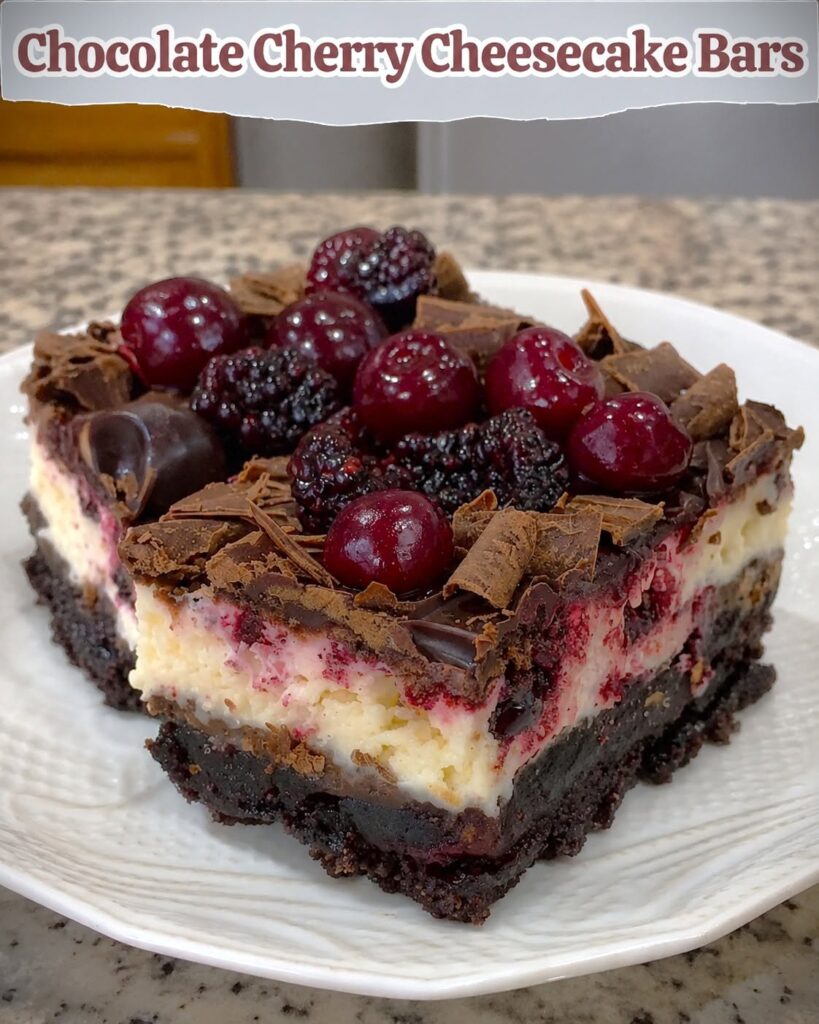 Mediterranean Chocolate Cherry Cheesecake Bars