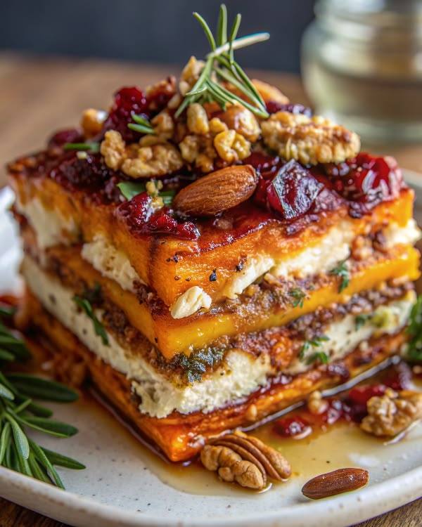 Mediterranean Layered Sweet Potato, Butternut Squash & Carrot Lasagna