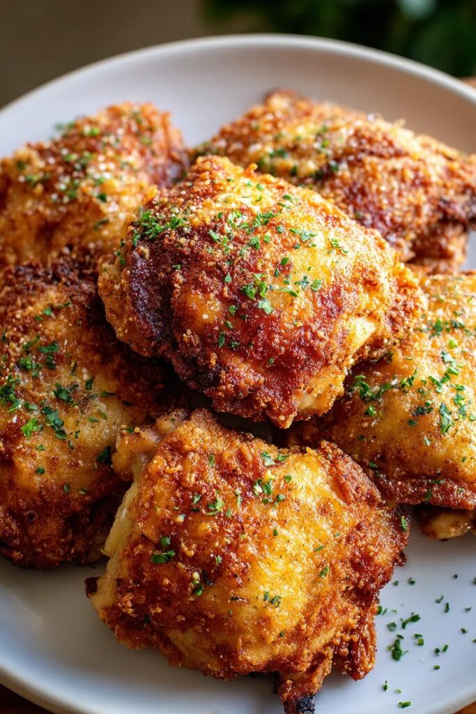 Crispy Parmesan Keto Chicken Thighs