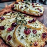 Vegan Pear, Brie & Cranberry Flatbread with Thyme