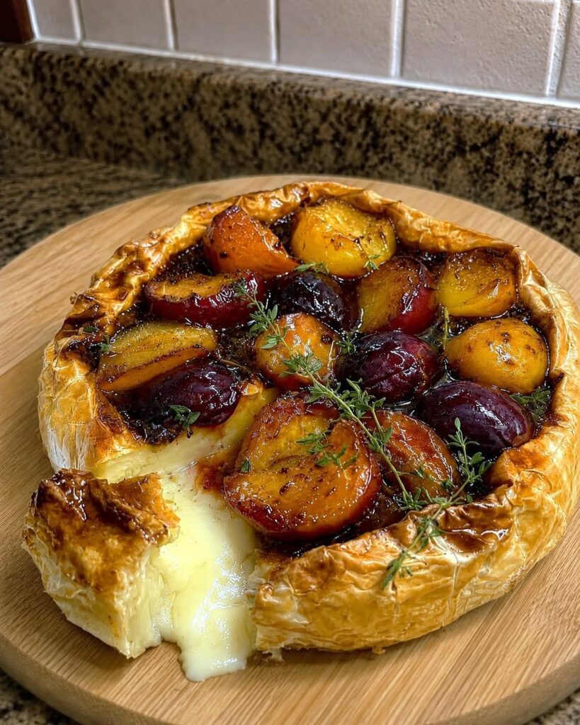 Vegan Brie Roasted Plums and Thyme Bake