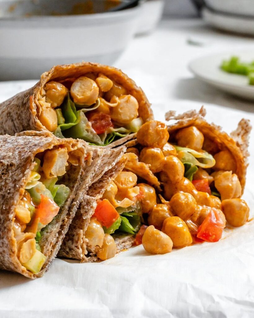 Vegan Buffalo Chickpea Wraps