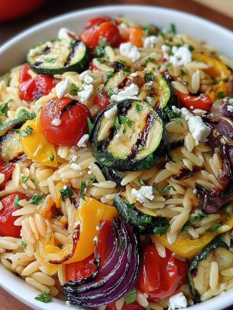 Vegan Mediterranean Orzo with Roasted Vegetables