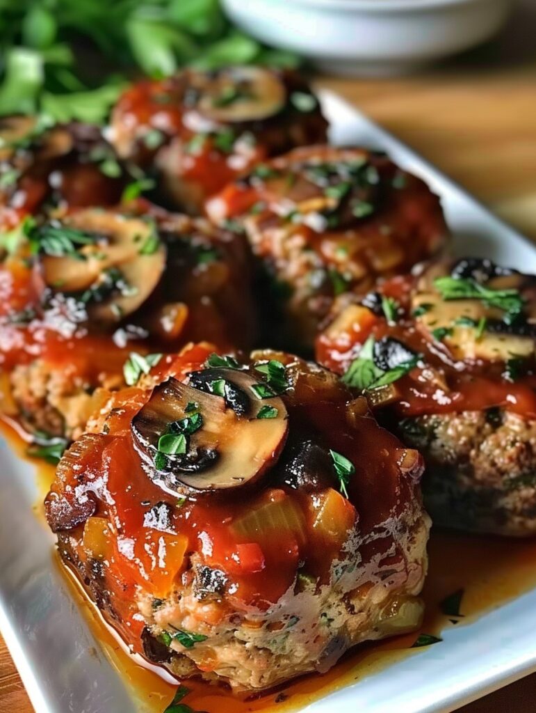 Vegan Mushroom–Topped Mini “Meatloafs”