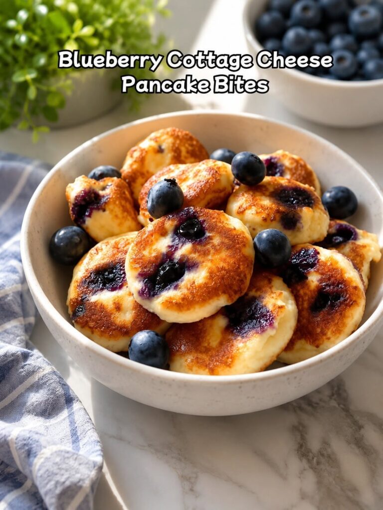 Blueberry Cottage Cheese Pancake Bites