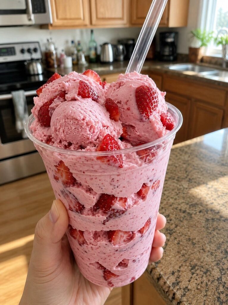 🍓 Home Made Strawberry Protein Ice Cream