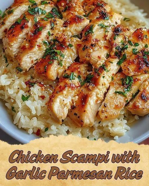 Chicken Scampi with Garlic Parmesan Rice