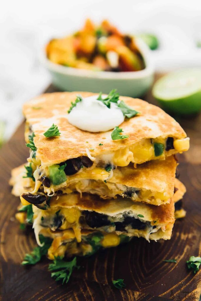 Vegan Black Bean and Corn Quesadillas