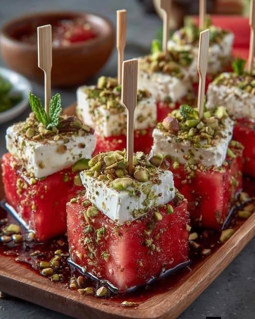Hot Honey Watermelon Feta Bites (High-Protein Summer Appetizer)