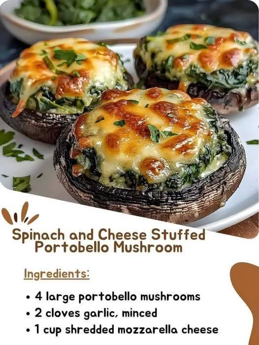 Spinach and Cheese Stuffed Portobello Mushrooms