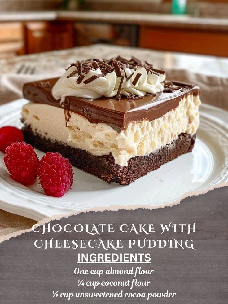 Keto Chocolate Cake with Cheesecake Pudding