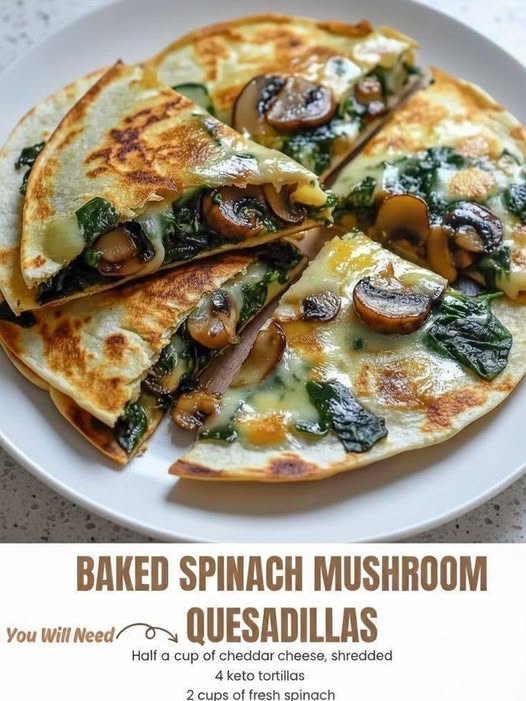 Low Carb Baked Spinach Mushroom Quesadillas