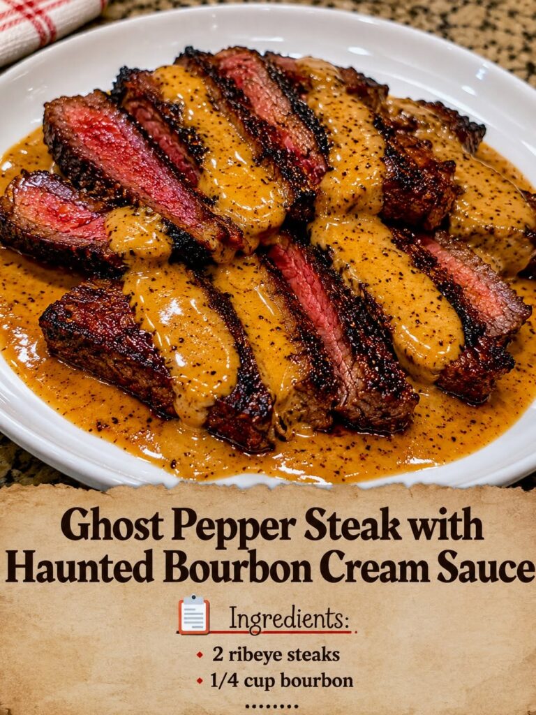 Ghost Pepper Steak with Haunted Bourbon Cream Sauce