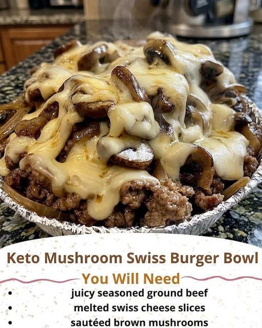 Low Carb Mushroom Swiss Burger Bowl 🍄🧀🍔