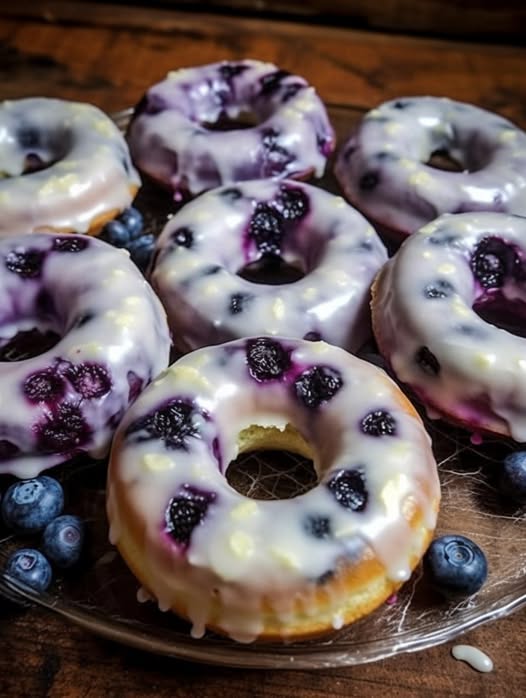 Blueberry Donuts with Lemon Glaze