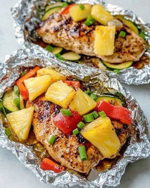 Weight Watchers Teriyaki Chicken and Pineapple Foil Packets