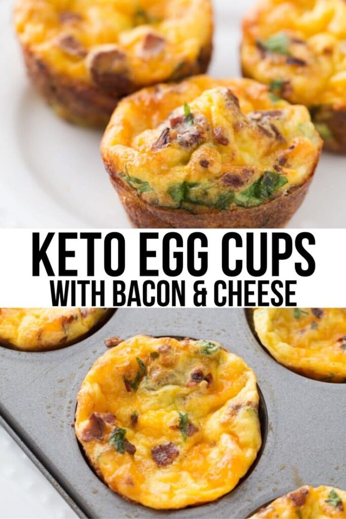 Cheesy Keto Egg Muffin Cups with Spinach & Bacon