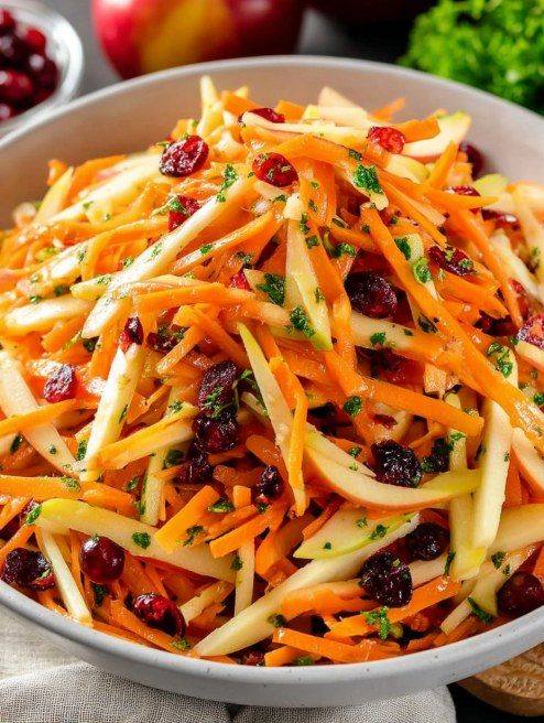 Vegan Refreshing Apple Cranberry Carrot Salad