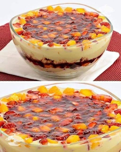 Diabetic Creamy Layered Fruit Custard Dessert