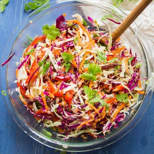 Vegan Asian Slaw with Sesame Ginger Dressing π₯