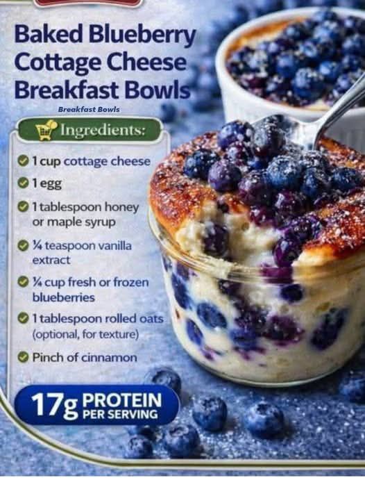 Baked Blueberry Cottage Cheese Breakfast Bowls