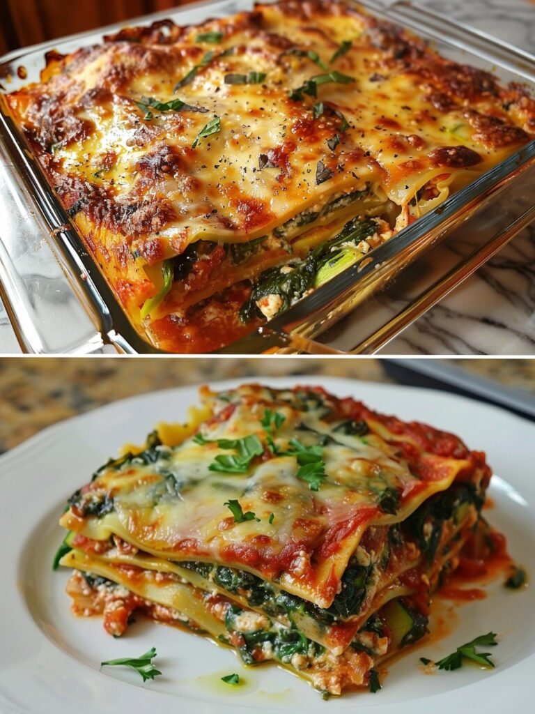 Vegan Cheesy Spinach Zucchini Lasagna