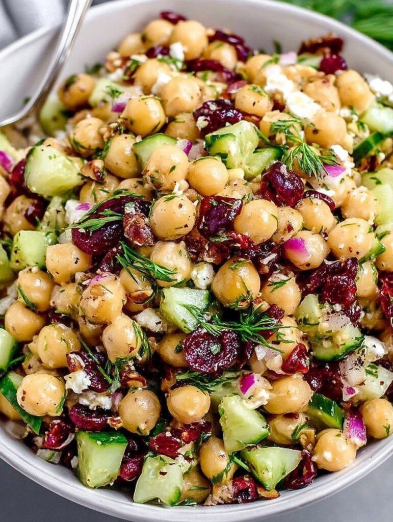 Vegan Cranberry Walnut Chickpea Salad with Orange Vinaigrette