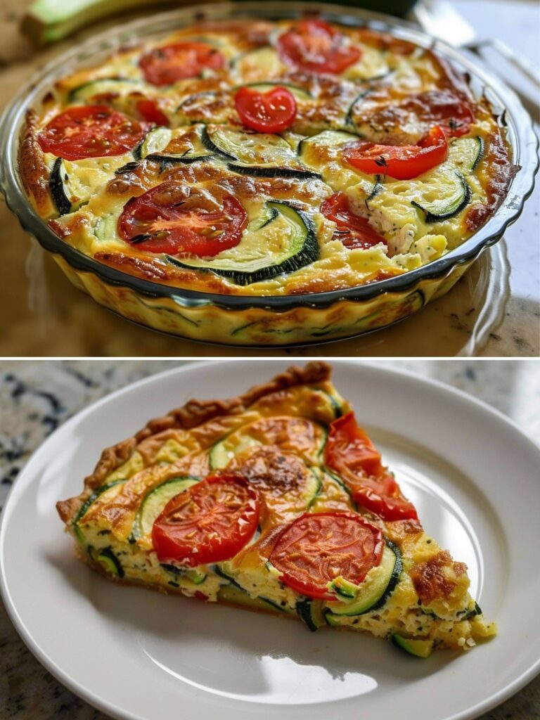 Vegan Crustless Zucchini Tomato Quiche 🌿