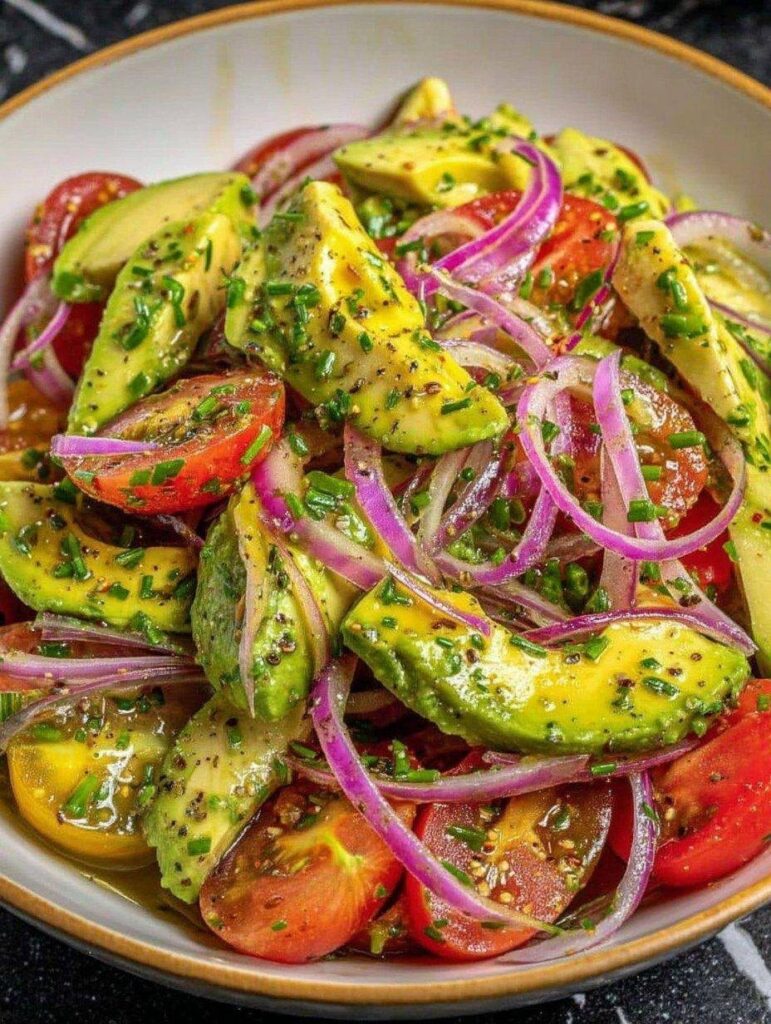 Vegan Easy Avocado Tomato Onion Salad