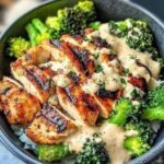 Grilled Chicken & Broccoli Bowls with Creamy Garlic Sauce