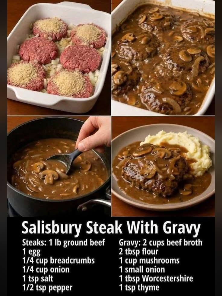 Salisbury Steak with Onion Mushroom Gravy