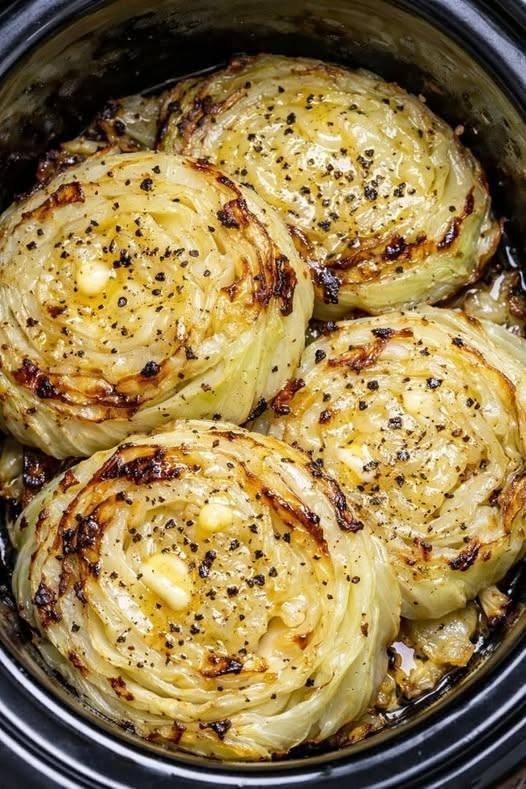 Slow Cooker Butter Cabbage (3-Ingredient Roasted Cabbage)