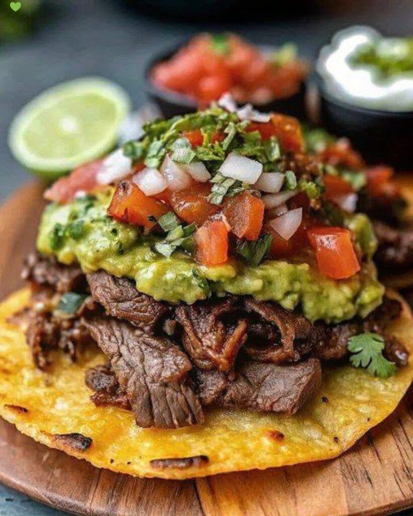 Loaded Steak Tostadas with Guacamole & Fresh Pico de Gallo