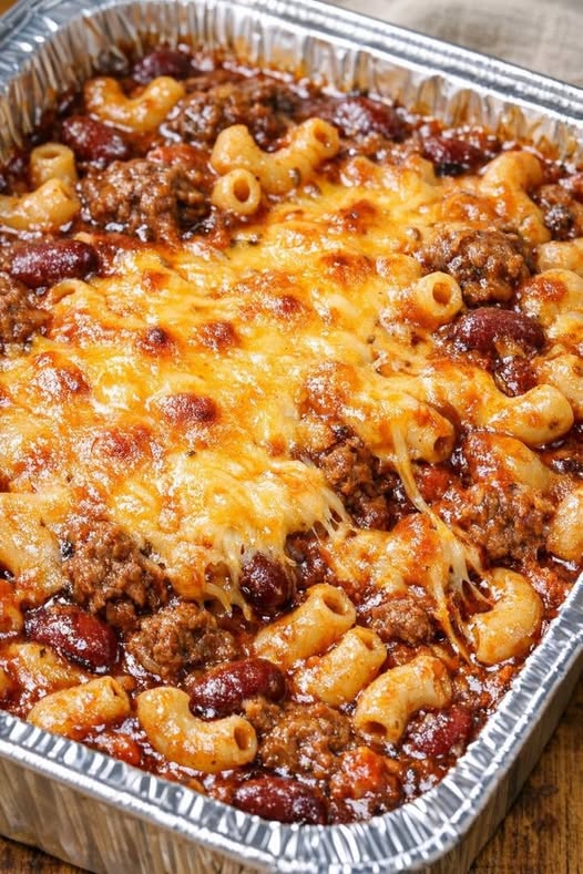 Oven Baked 3-Ingredients Chili Mac Casserole