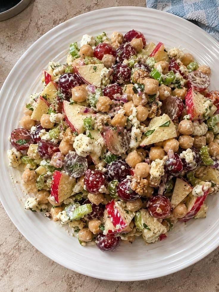 Chickpea Grape Salad with Red Apple