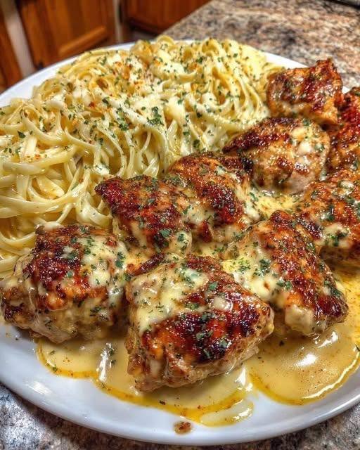 Garlic Butter Chicken Bites with Creamy Parmesan Pasta – The Ultimate Comfort Meal