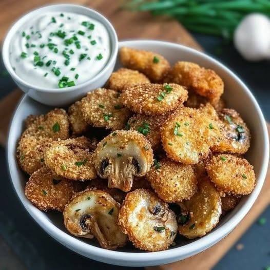 Keto Crispy Garlic Mushroom Bites