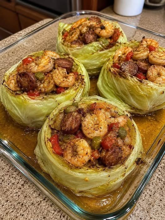 Keto 33 g Cajun Shrimp & Sausage Stuffed Cabbage
