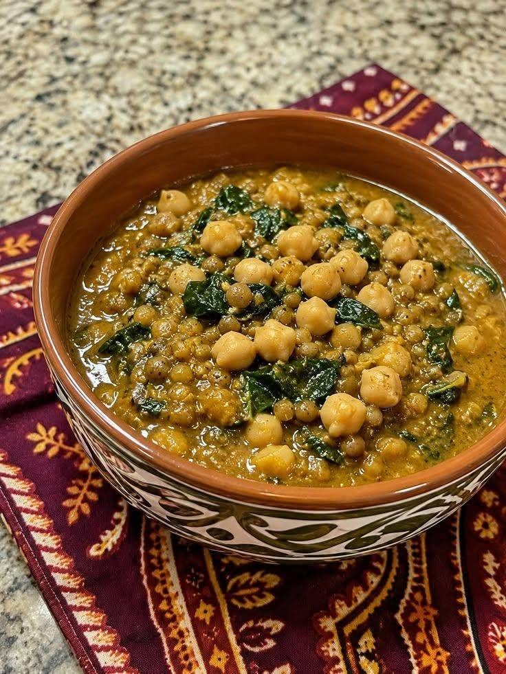 Chickpea Lentil Quinoa Spinach Stew
