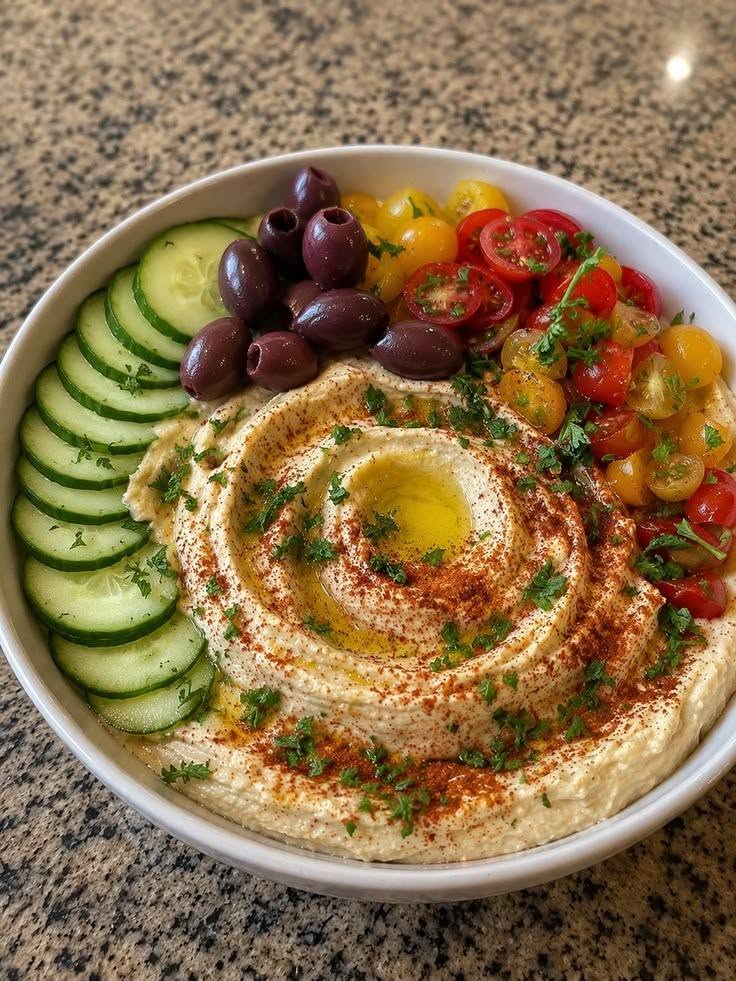 Vegan Greek-Style Loaded Hummus