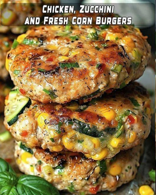 Chicken, Zucchini and Fresh Corn Burgers