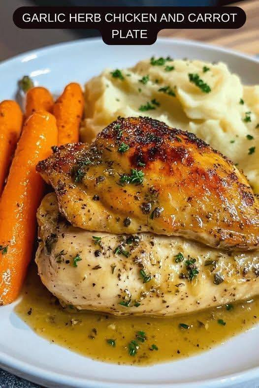 Diabetic Garlic Herb Chicken and Carrot Plate