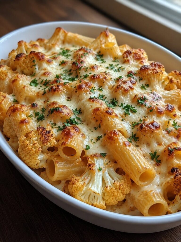 Vegan Baked Cauliflower Cheese Pasta