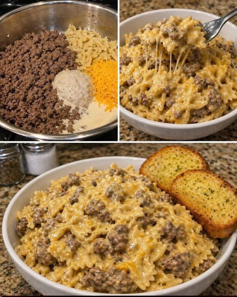 Cheesy Beef Pasta Skillet (High-Protein One-Pan Dinner Recipe)