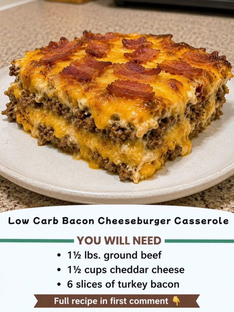 Low Carb Bacon Cheeseburger Casserole
