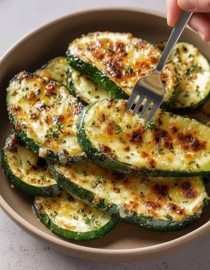 🧀🥒 Cheesy and Crispy Garlic Zucchini Steaks – The Ultimate Low-Carb Side Dish!