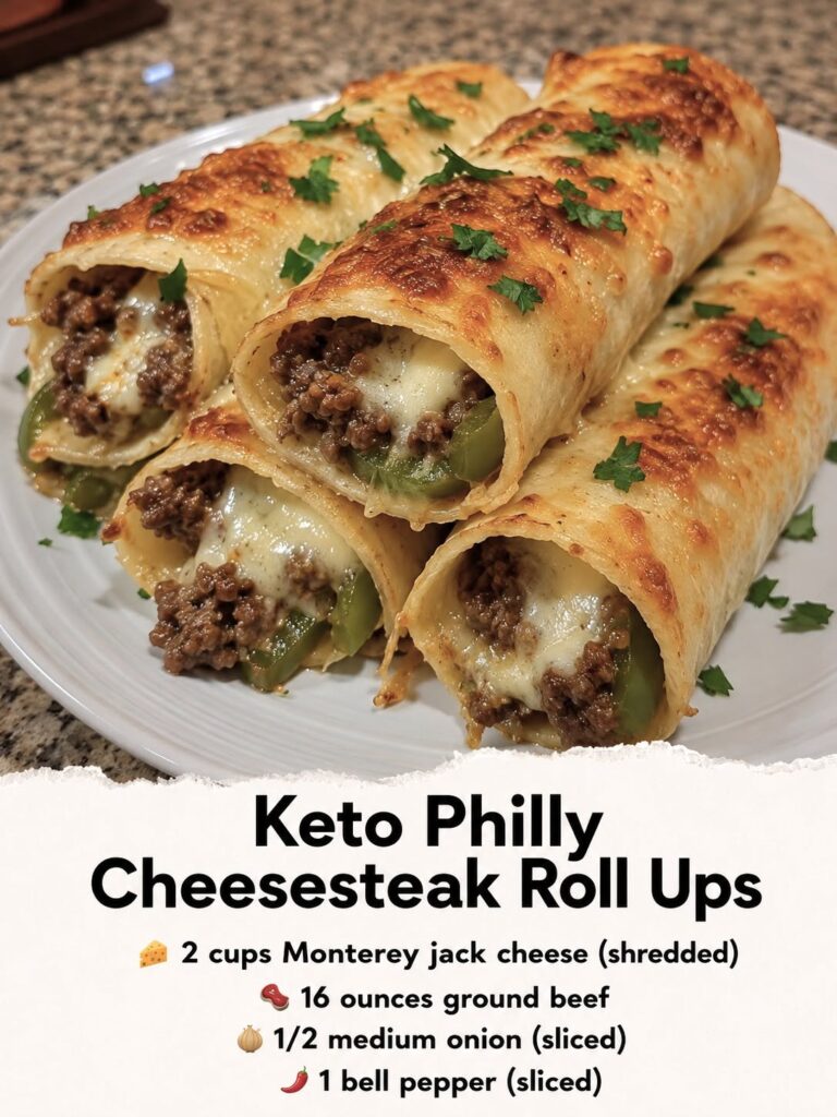 Healthy Keto Philly Cheesesteak Roll Ups