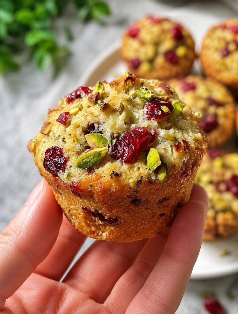 No-Flour Pistachio Cherry Oat Muffins